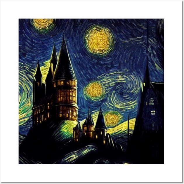 Starry Night Wizarding School Van Gogh Wall Art by Grassroots Green